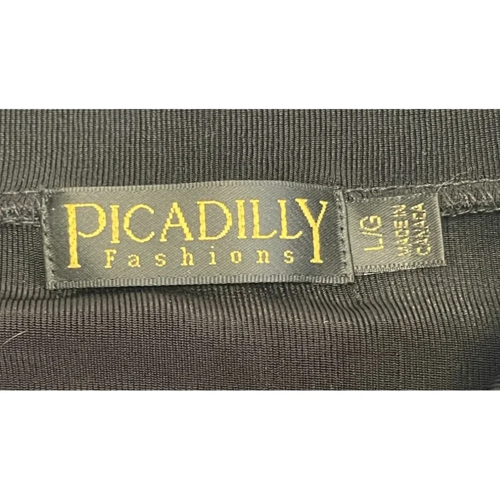 Picadilly Womens Black Rhinestones Collar Open Front Cardigan Sweater Size Large